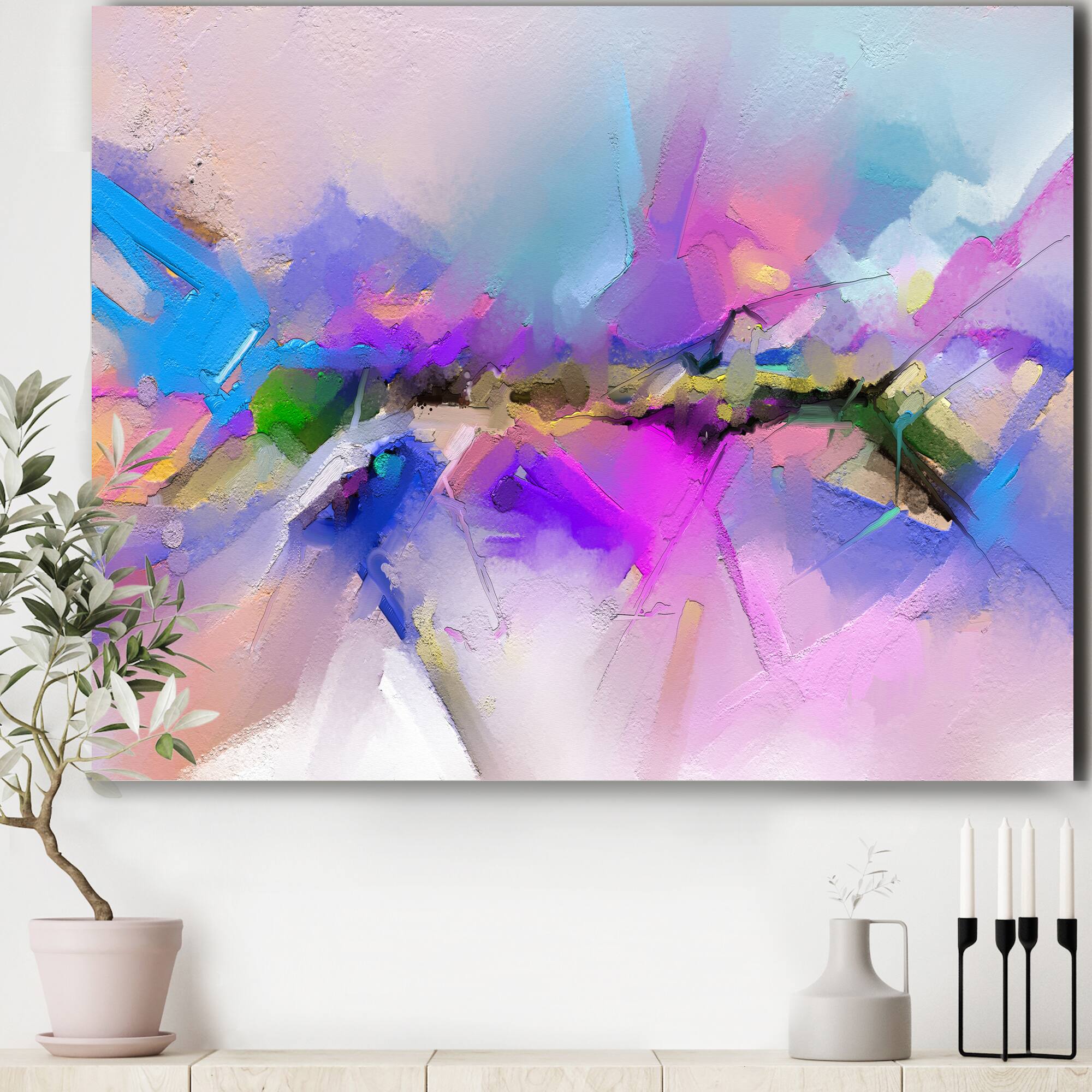Designart - Black River On Purple And Blue Landscape
